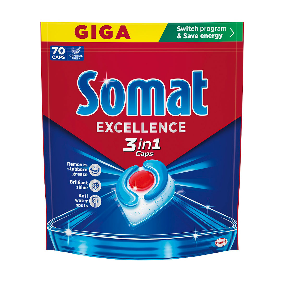 Капсули для посудомийної машини Somat Excellence 3 in 1, 70 шт