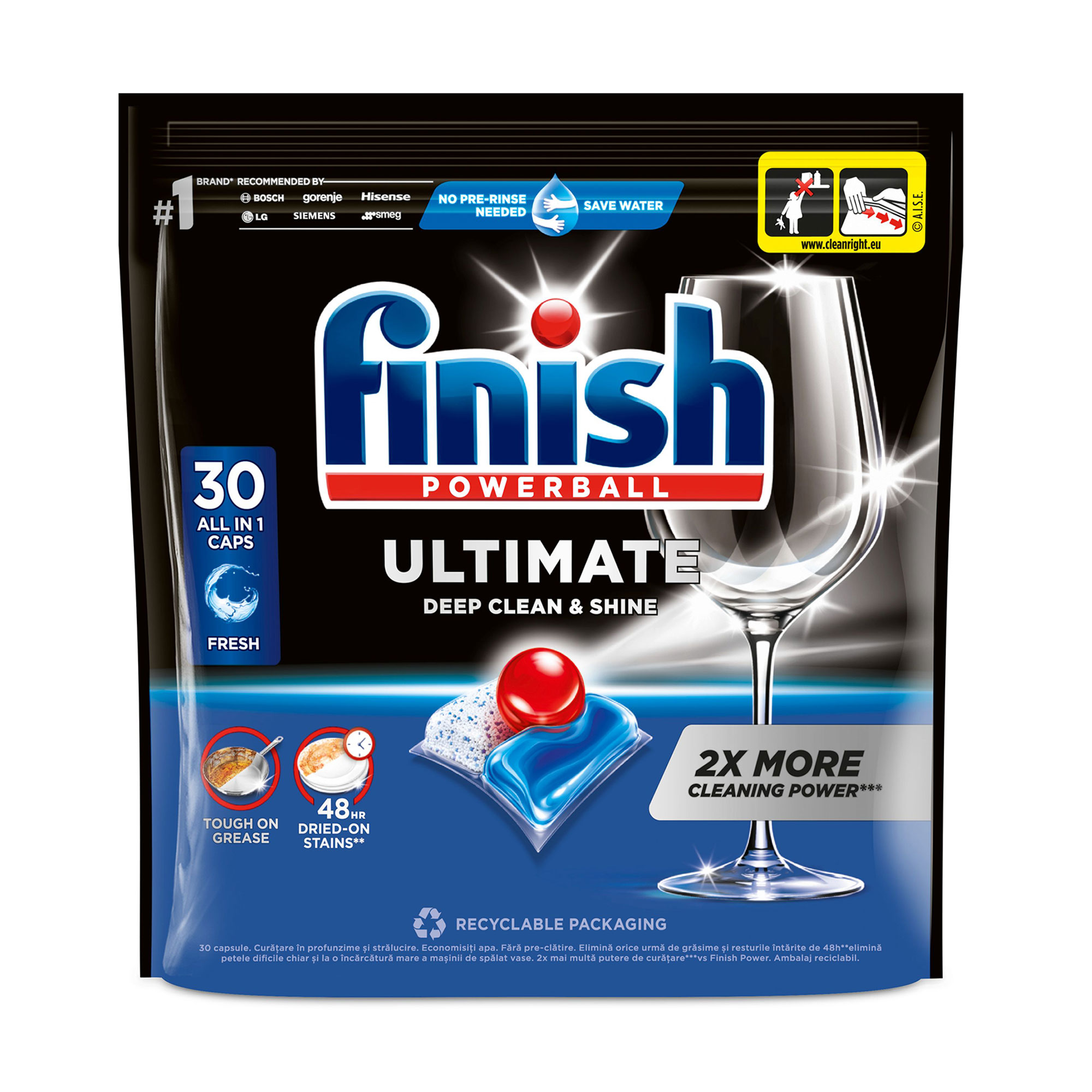 Таблетки для миття посуду Finish Powerball Quantum Ultimate Fresh, 30 шт
